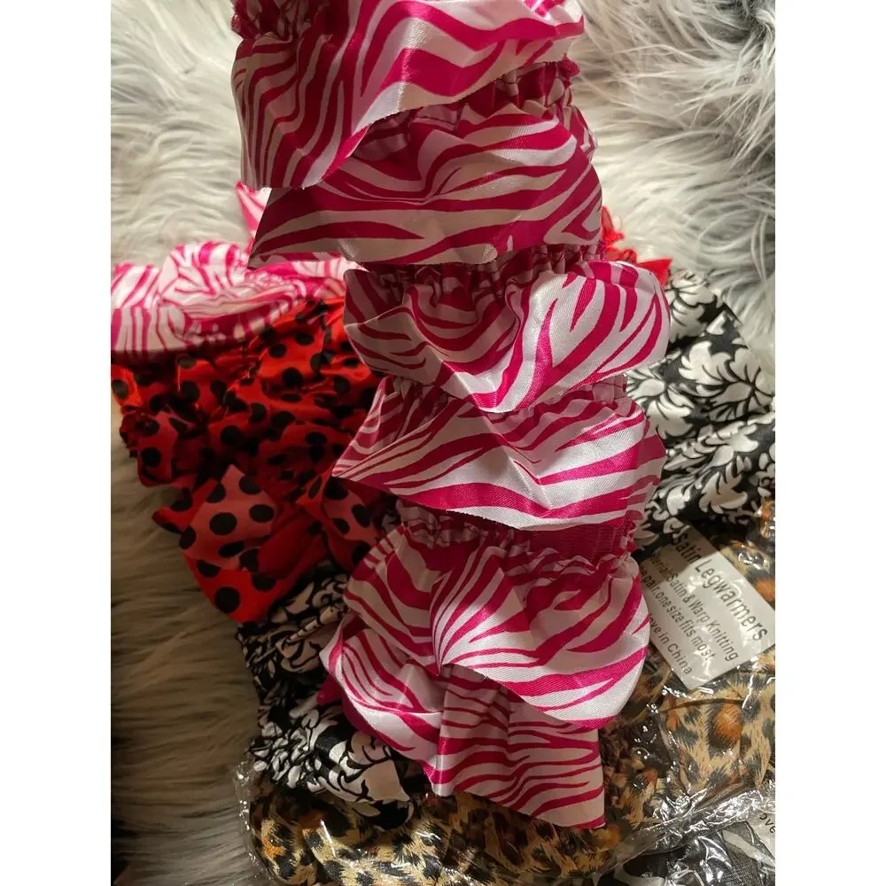 Satin legwarmers 6 pairs photo shoot toddler leopard zebra